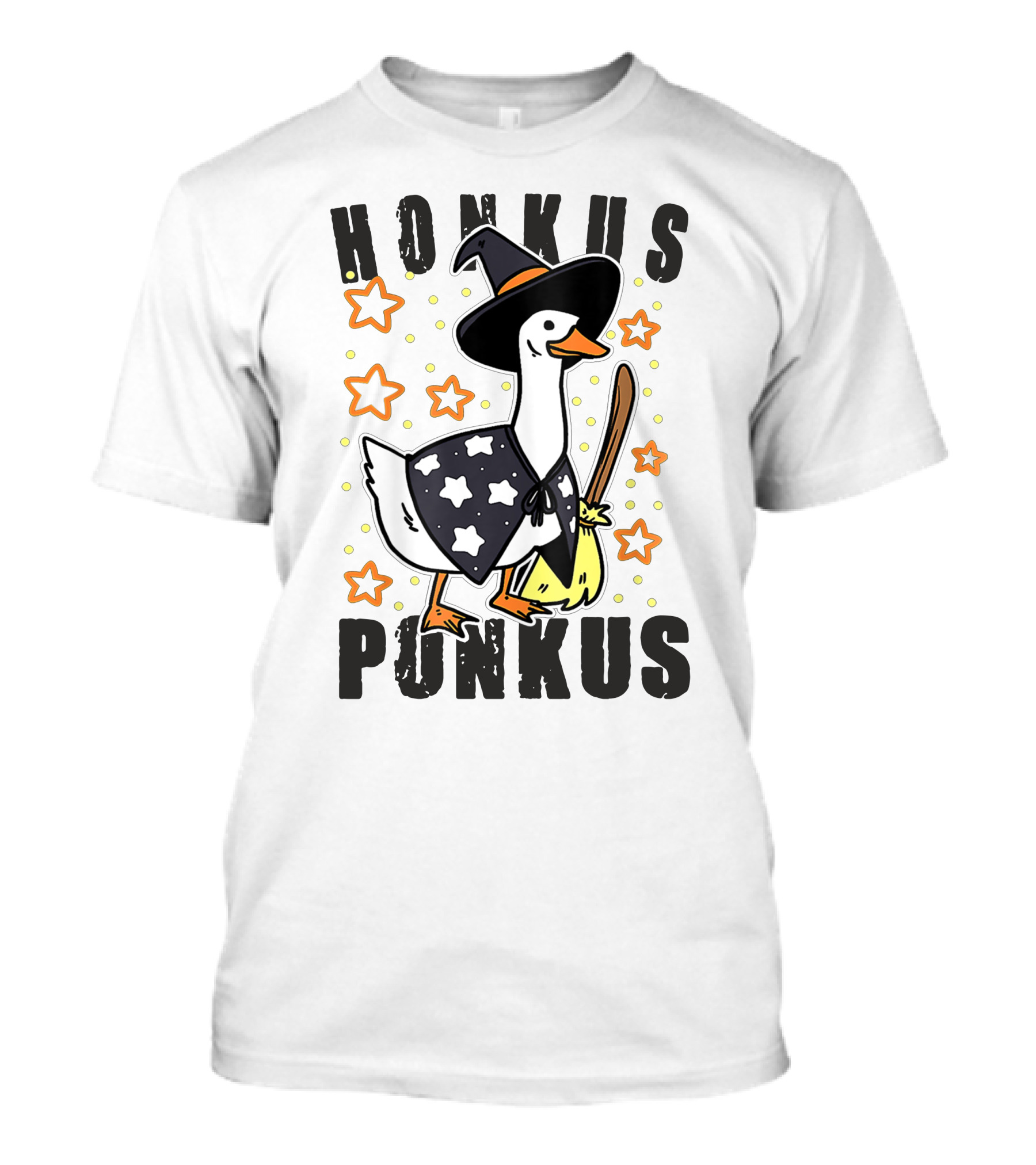 Honkus Ponkus Duck In Witch Costume With Stars And Broom T-Shirt