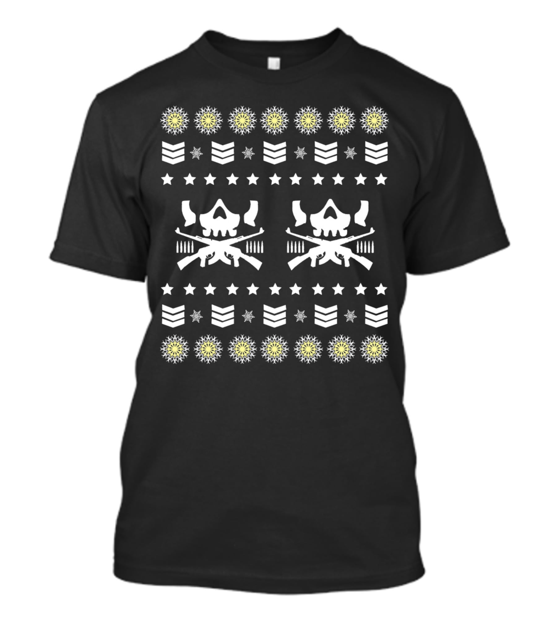 Christmas Ugly Bullet Club Skull And Crossed Rifles T-Shirt