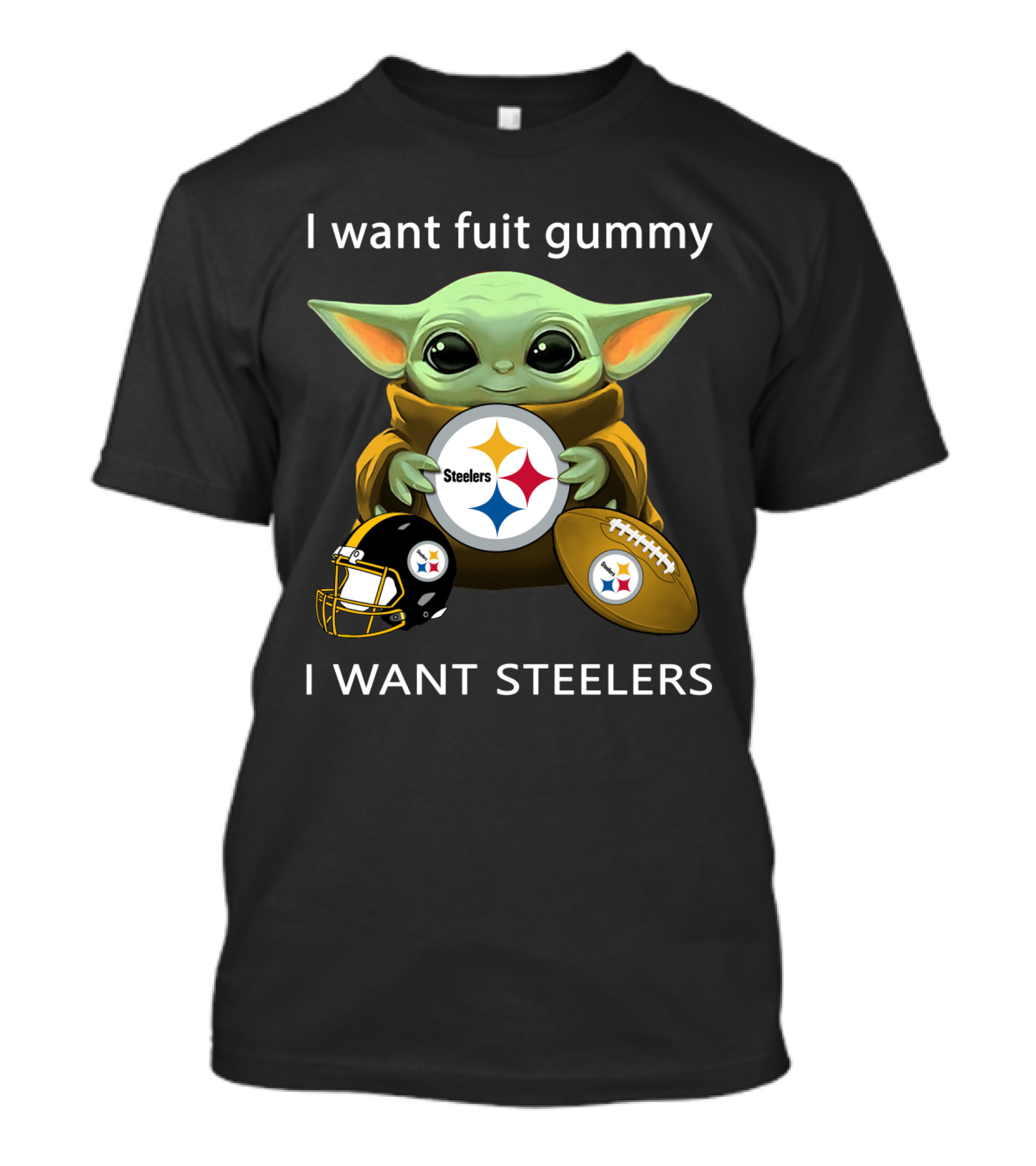 I Want Fuit Gummy I Want Steelers Baby Alien Star Steelers Football Helmet T-Shirt