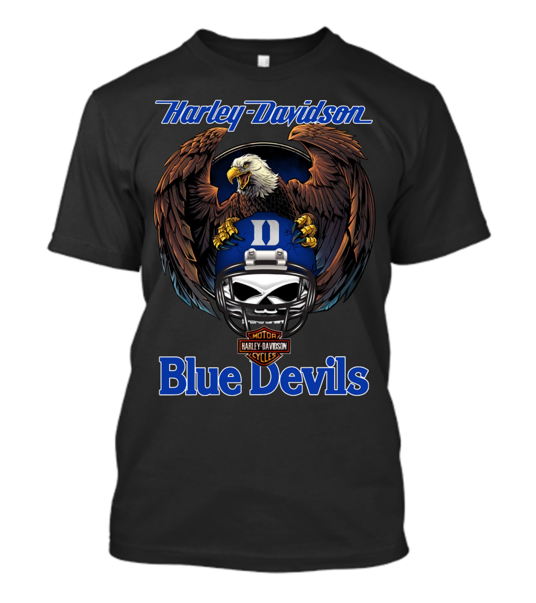 Harley Davidson Blue Devils Eagle Helmet Motorcycles T-Shirt