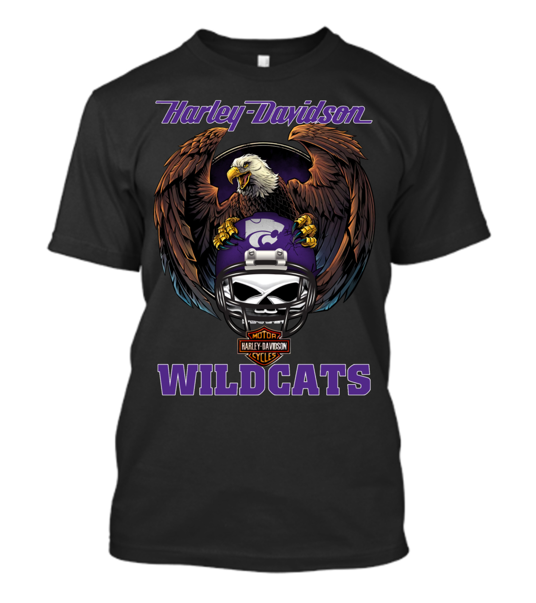 Harley Davidson Wildcats Motorcycle Cycles Eagle Helmet T-Shirt