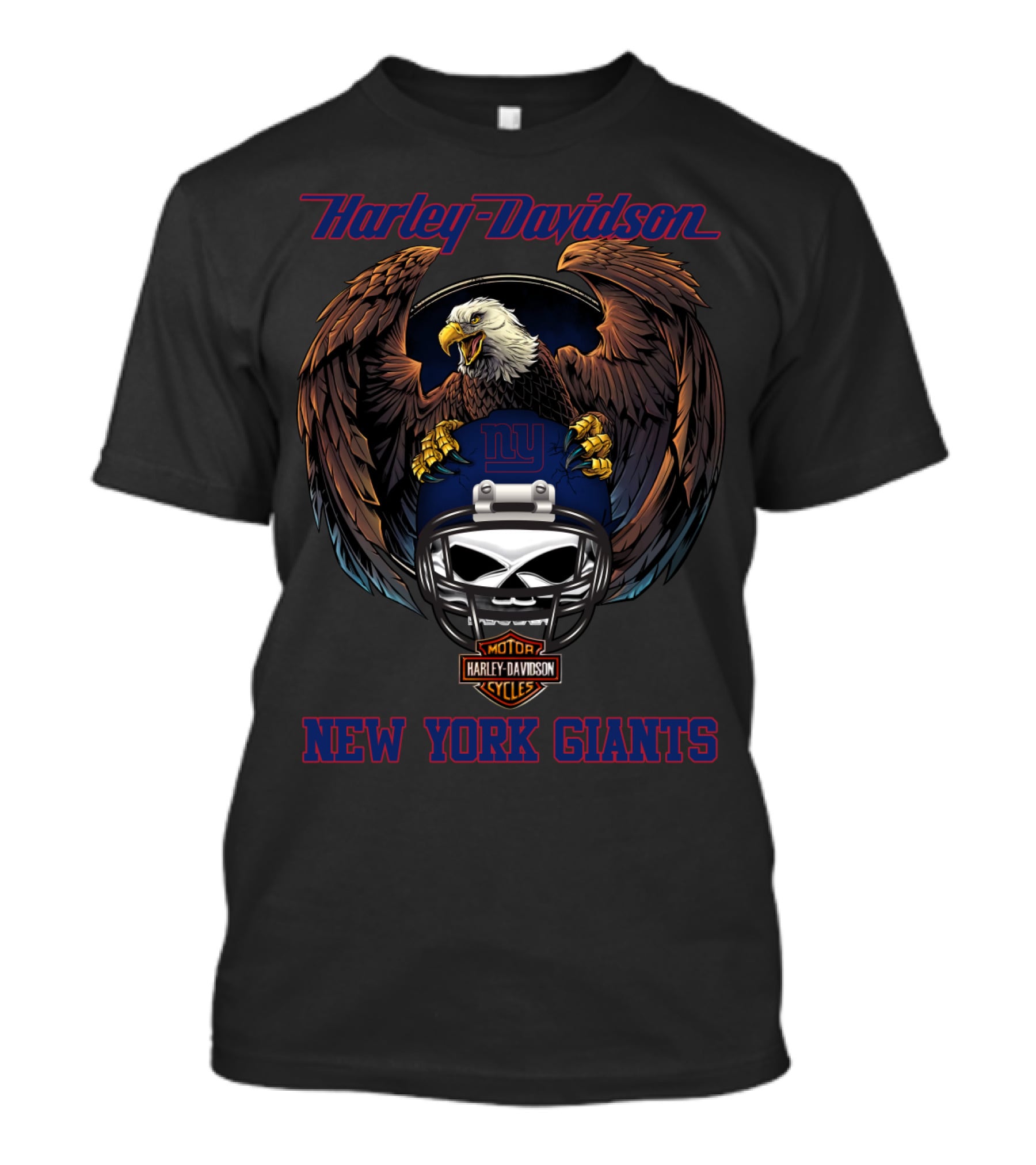 Harley Davidson New York Giants Nfl Nyg Eagle Helmet Motor Cycles T-Shirt
