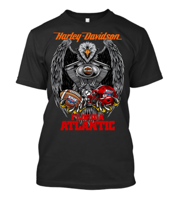 Harley Davidson Florida Atlantic Fau Owl Football T-Shirt