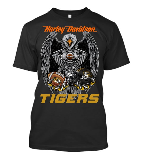 Harley Davidson Tigers Football Eagle Engine T-Shirt