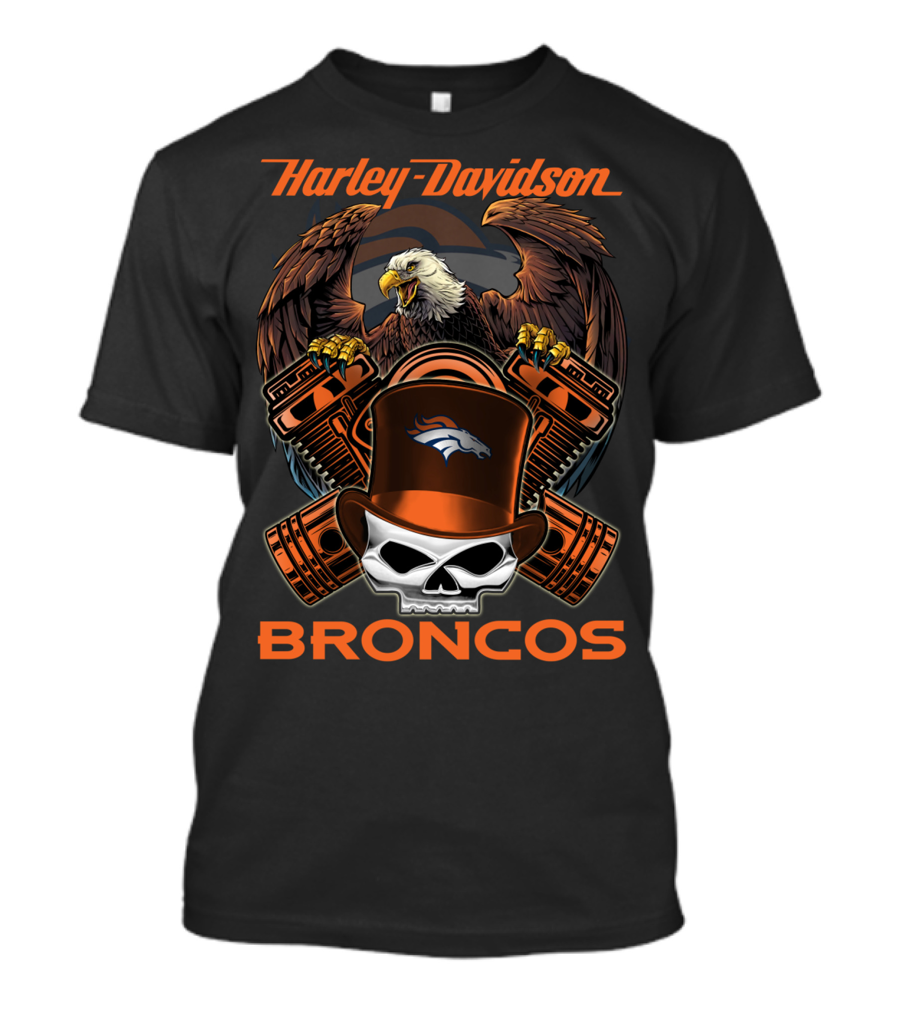 Harley Davidson Broncos Eagle Skull Motors T-Shirt