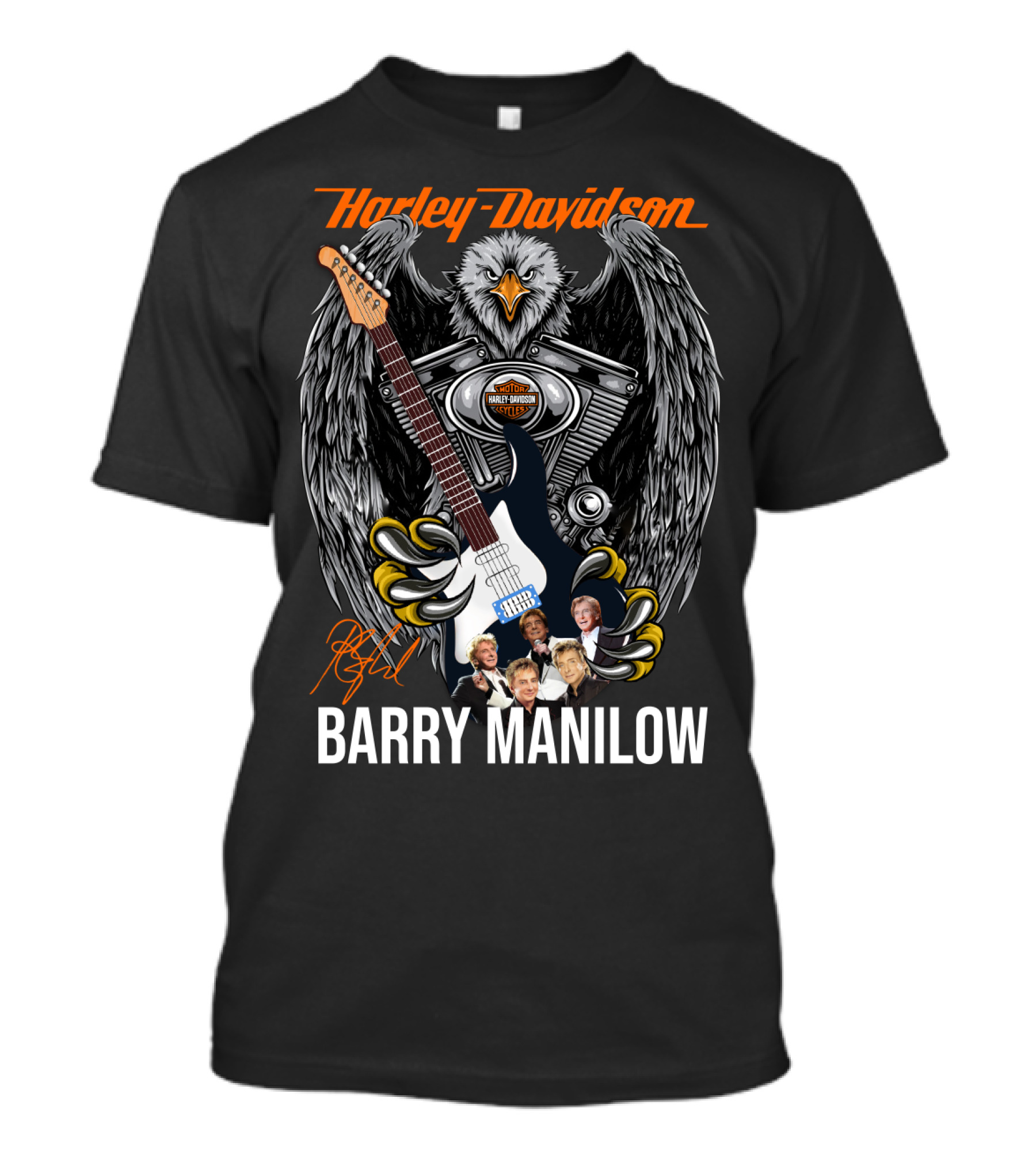 Barry Manilow Harley Davidson Eagle Guitar Artwork T-Shirt