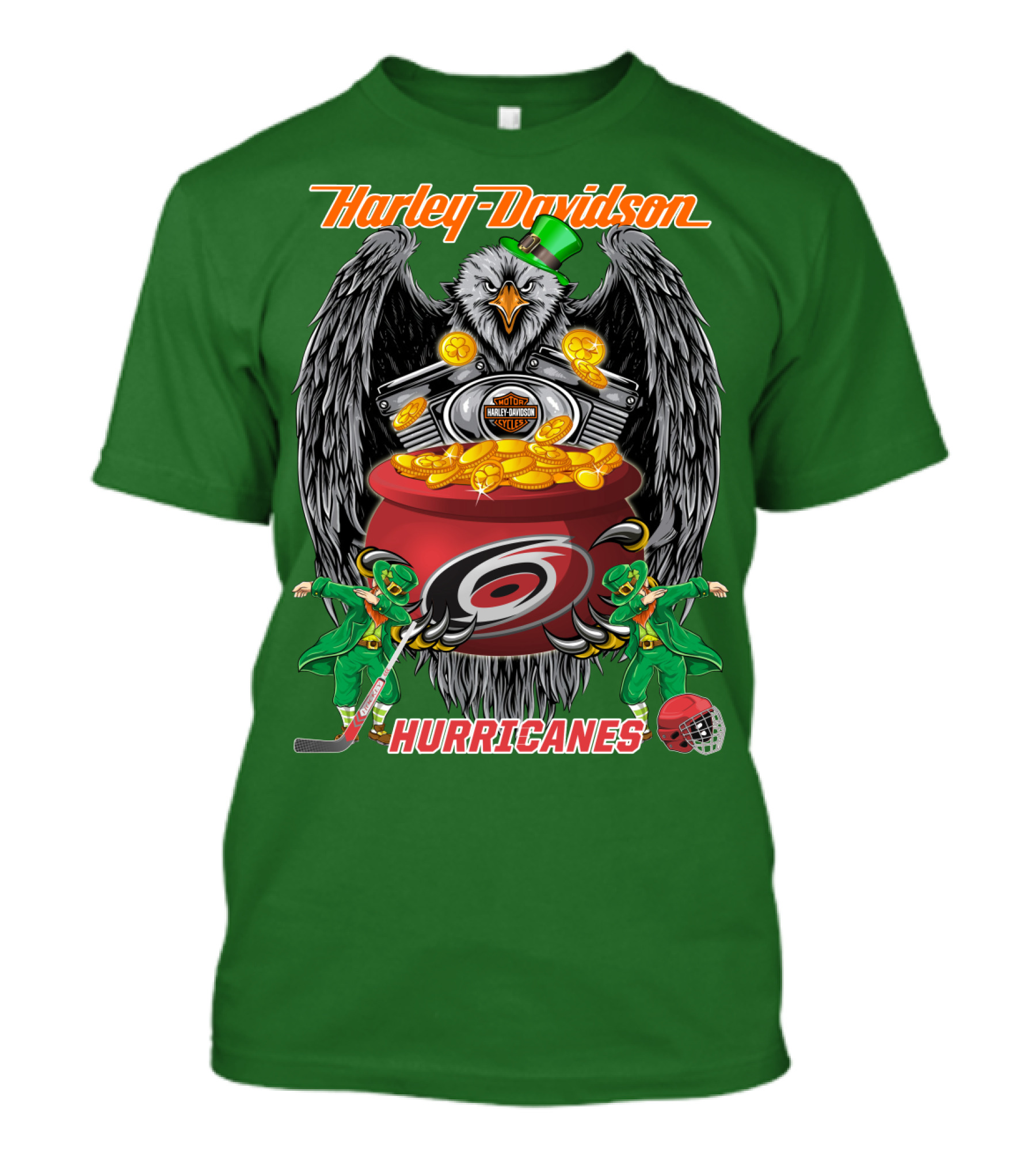 Harley Davidson Hurricanes Nhl Carolina Hockey Luck St. Patrick's Day Eagle T-Shirt