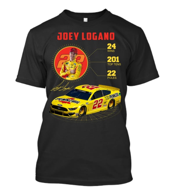 Joey Logano 22 Pennzoil Racing Stats 24 Wins 201 Top Tens 22 Poles T-Shirt