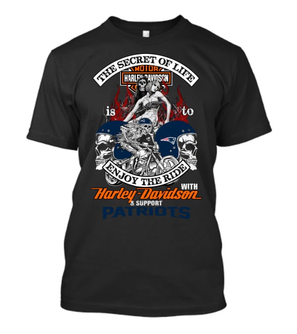 The Secret Of Life Is To Enjoy The Ride With Harley Davidson & Support Patriots T-Shirt