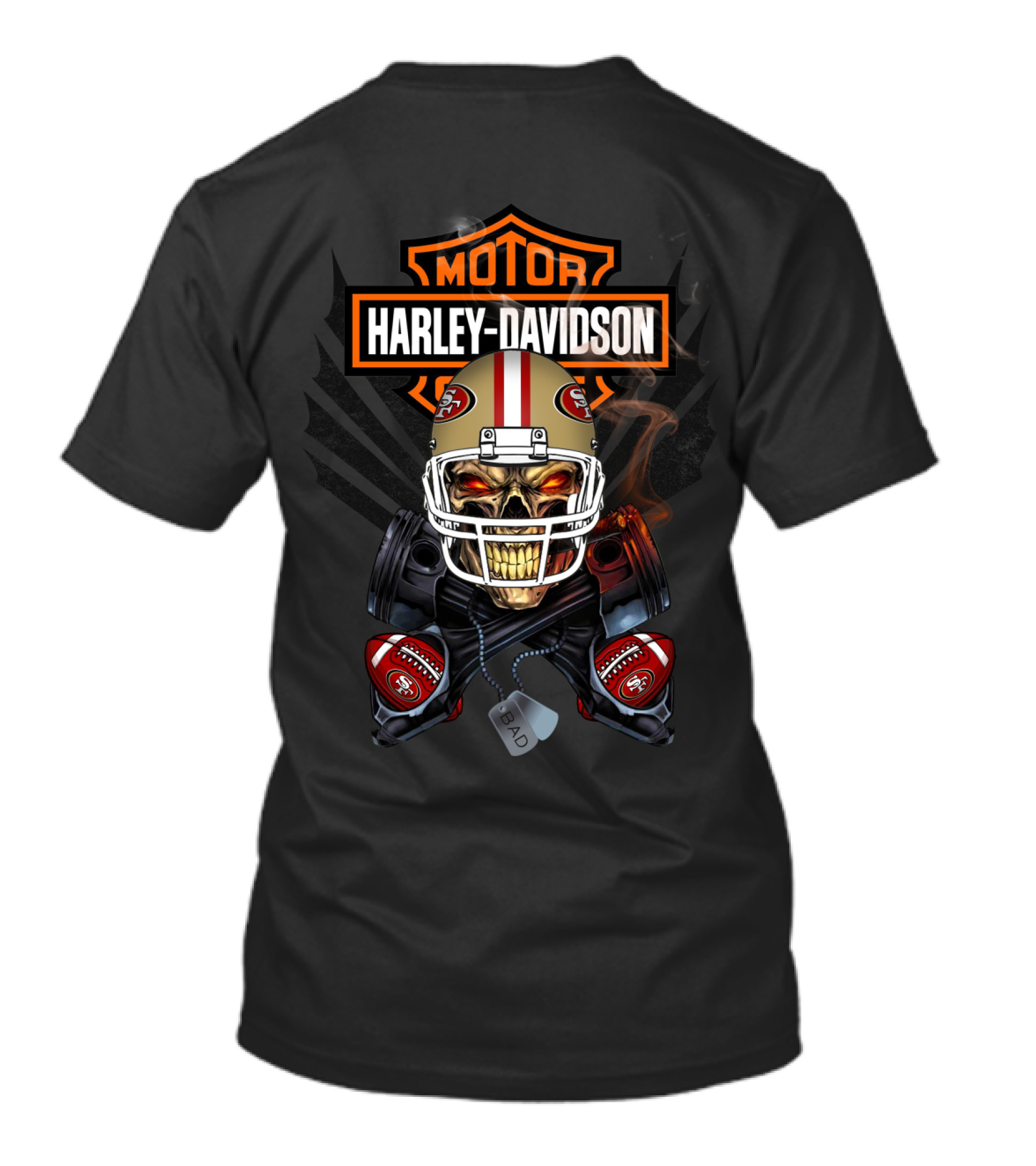 Harley Davidson San Francisco 49ers Skull Helmet Nfl Collaboration T-Shirt