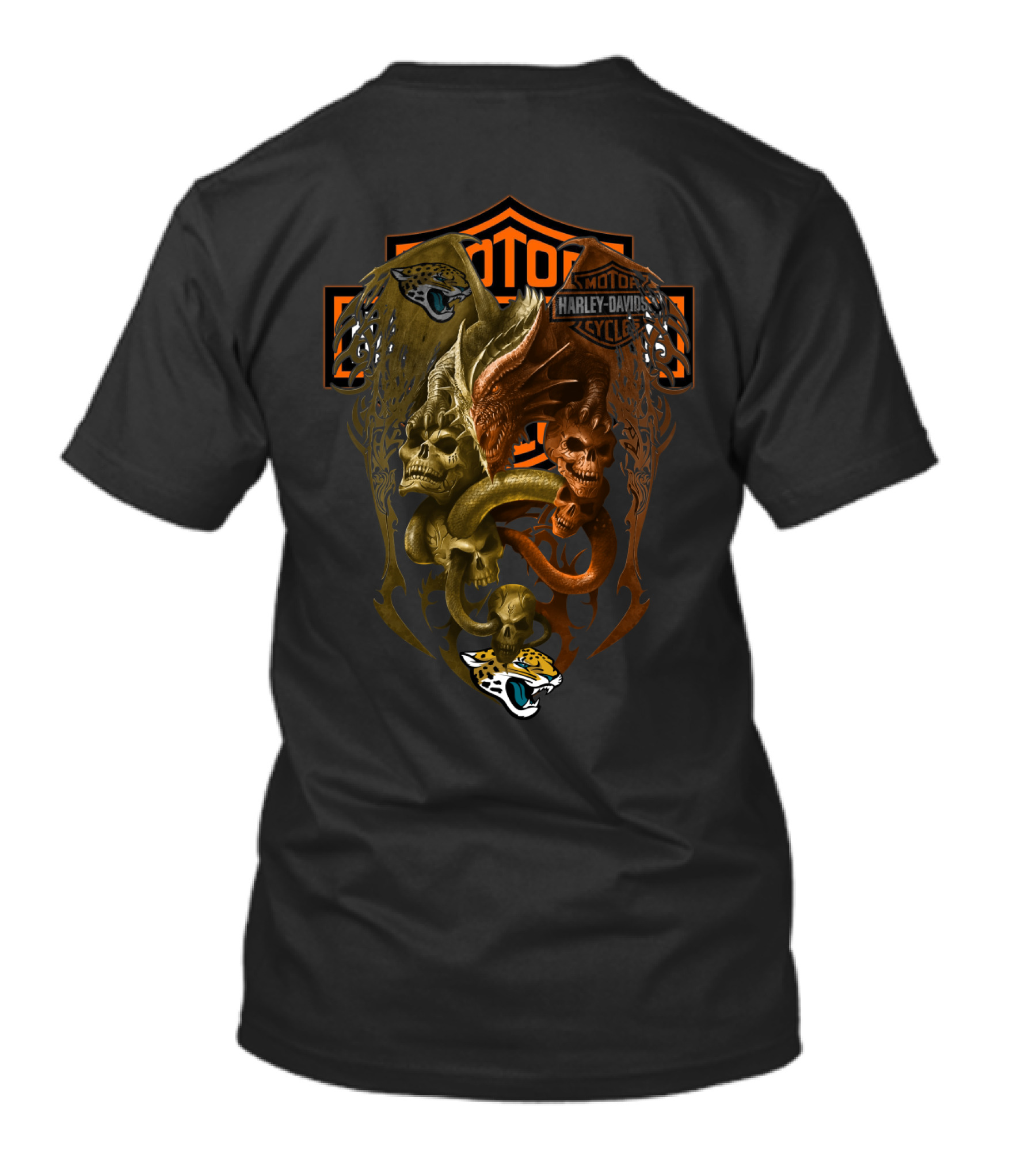 Nfl Jj Harley Davidson Jaguars Skulls Serpent T-Shirt