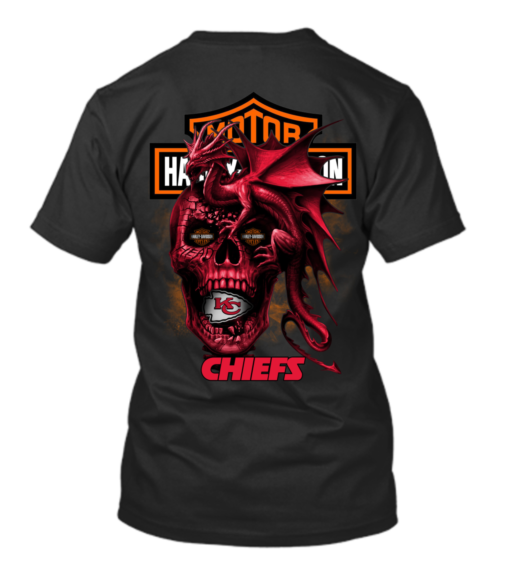 Motor Harley Davidson Kansas City Chiefs Dragon Skull T-Shirt