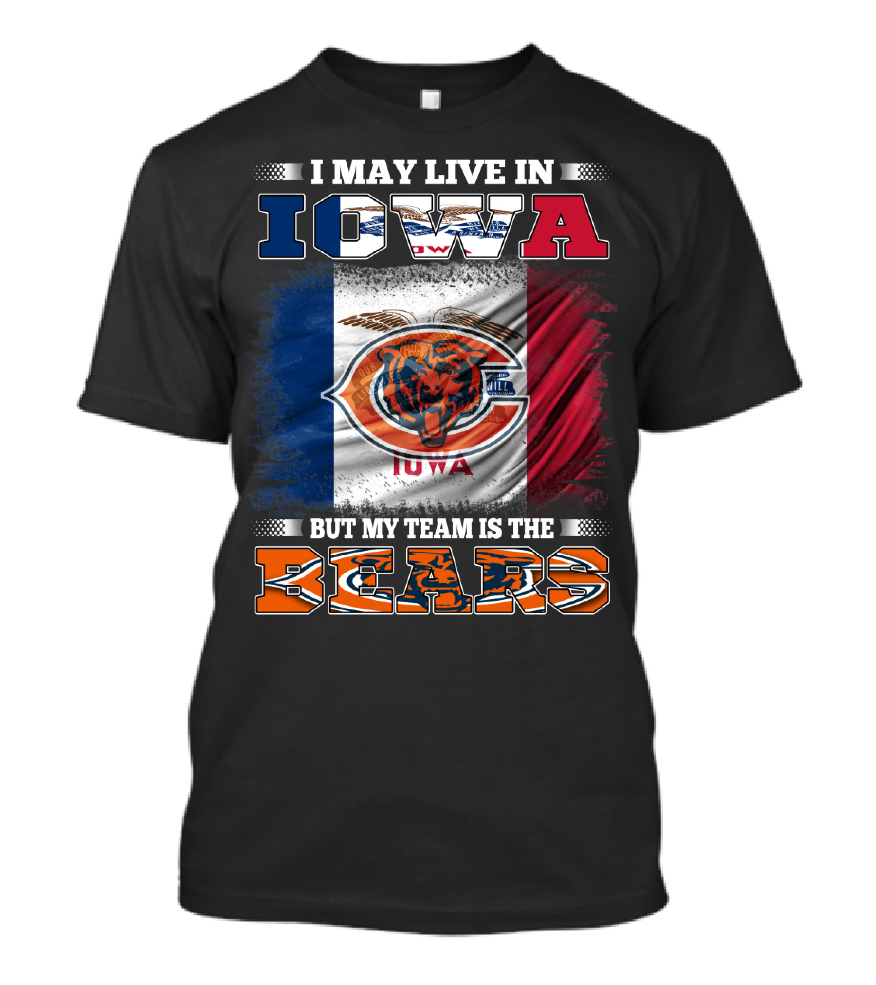 Iowa Flag Background Bears Team Pride T-Shirt