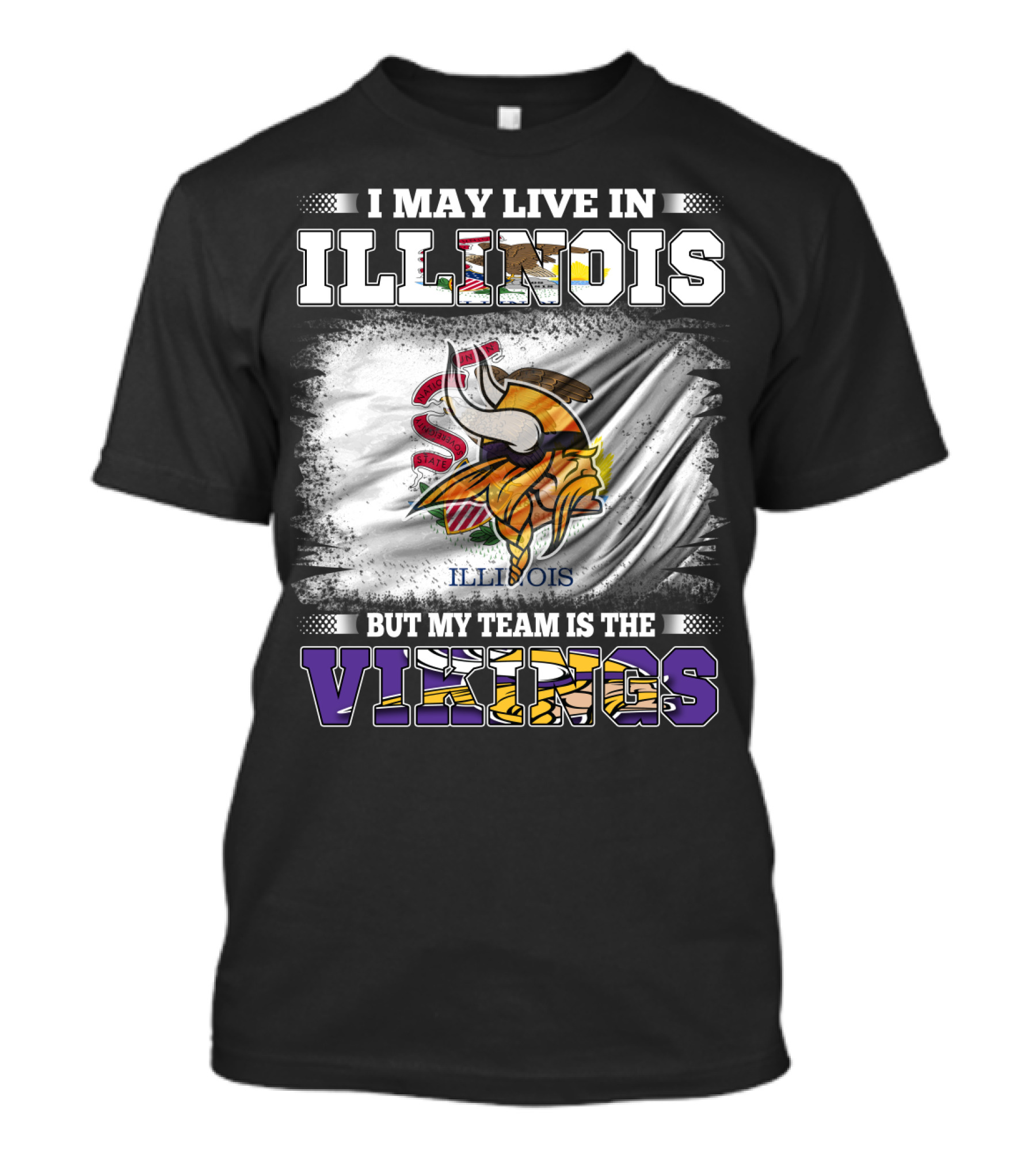 Illinois Loyalty With Vikings Team Pride Flag T-Shirt