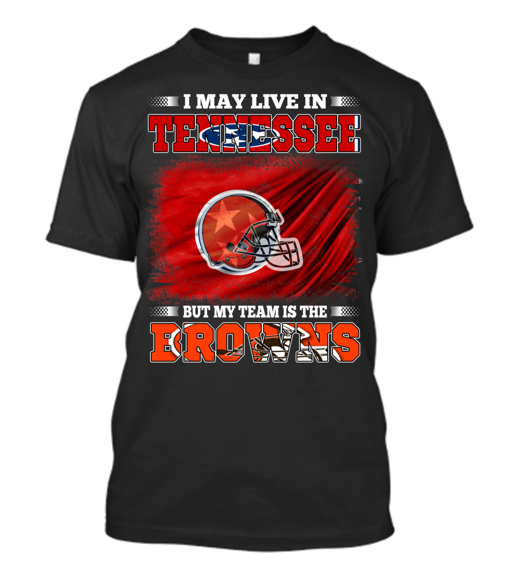 Tennessee Fan Loyalty Browns Football Team Helmet T-Shirt