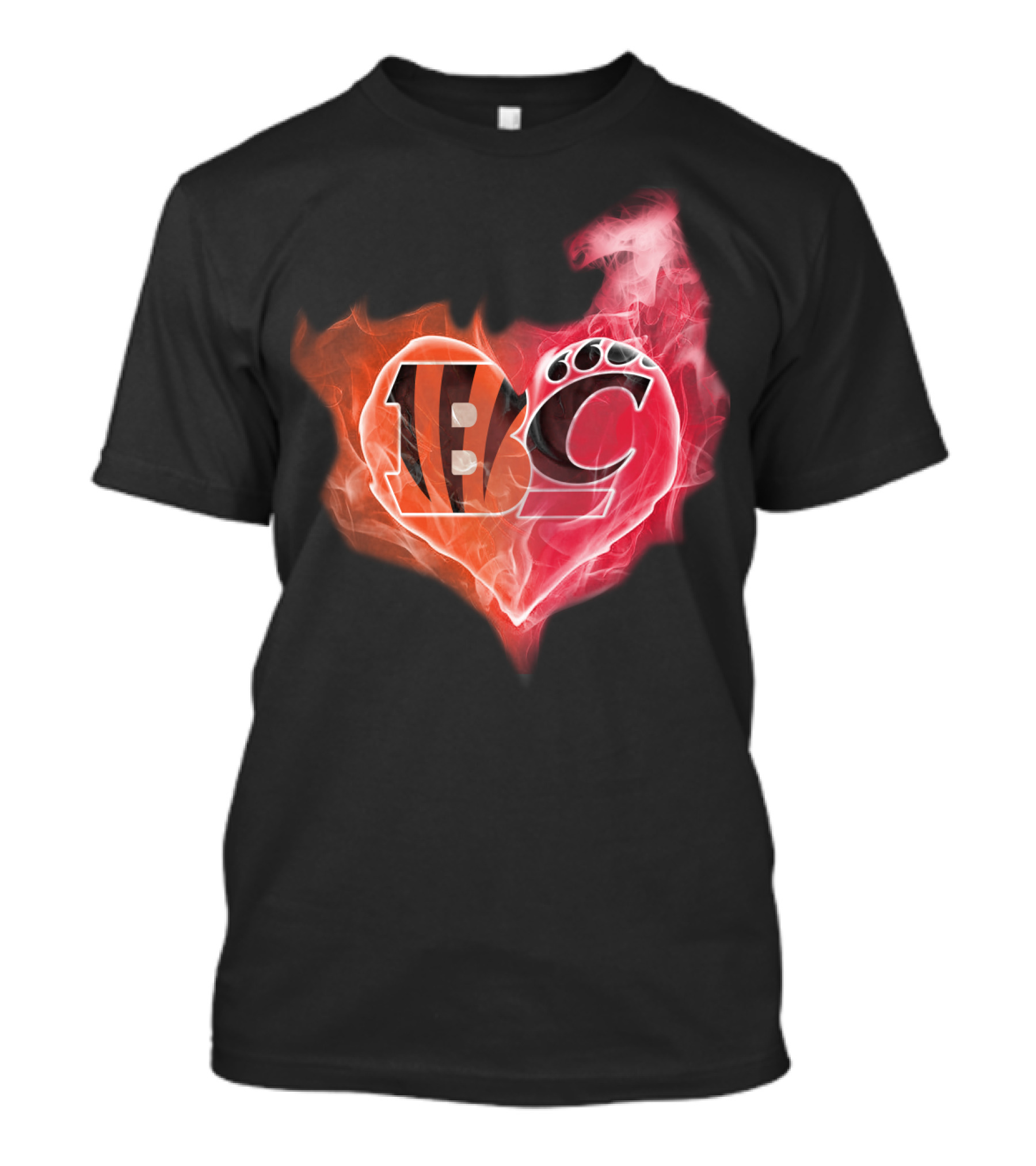 Bengals Cincinnati Bearcats Heart Paw Flame T-Shirt
