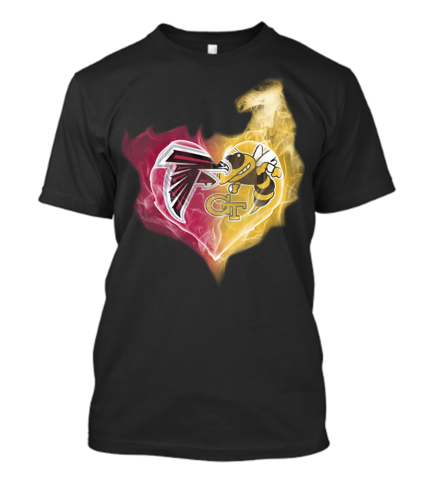 Falcons Georgia Tech Yellow Jackets Heart-Shaped Smoke Merge T-Shirt
