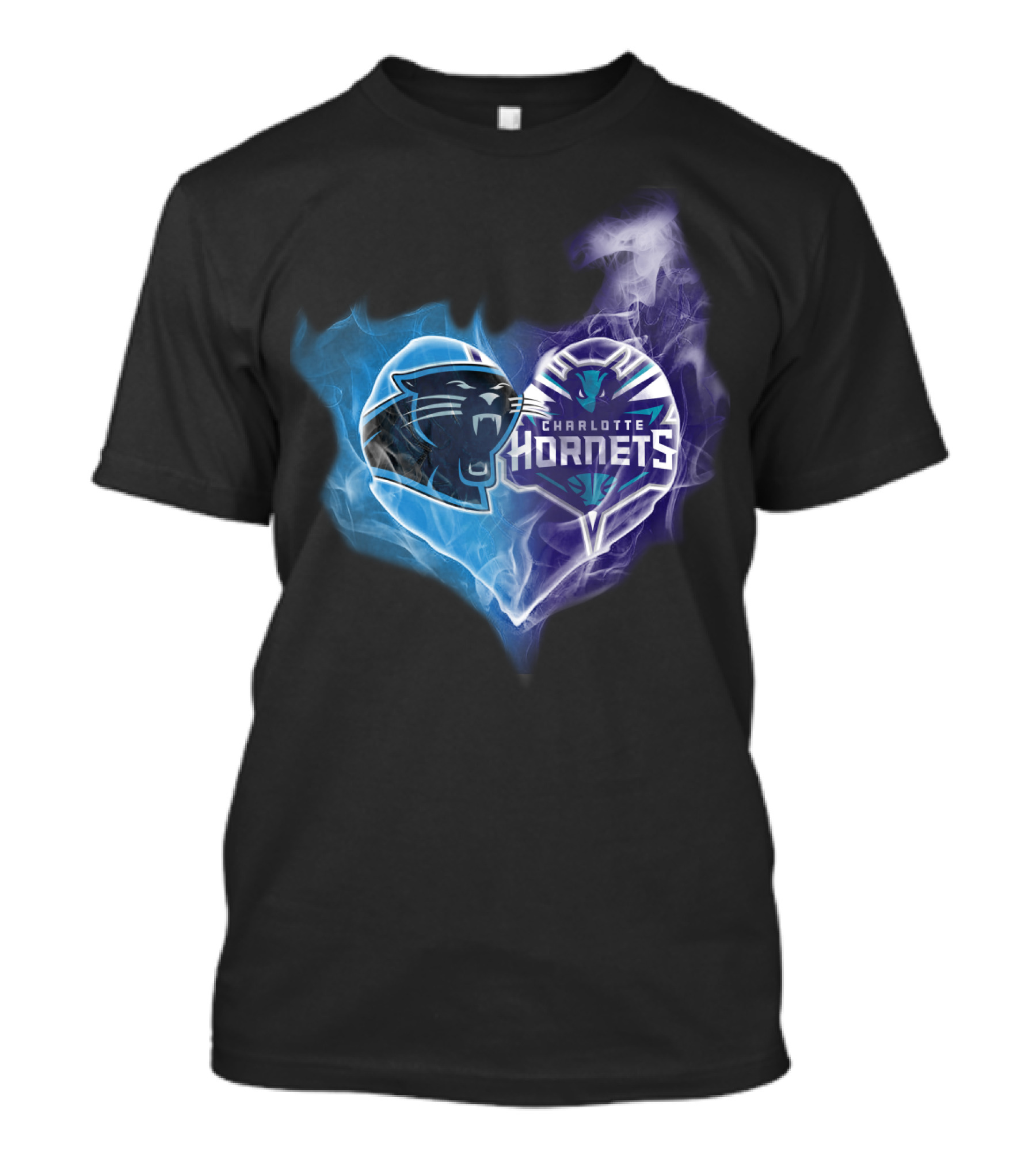 Carolina Panthers Charlotte Hornets Heart Fusion T-Shirt