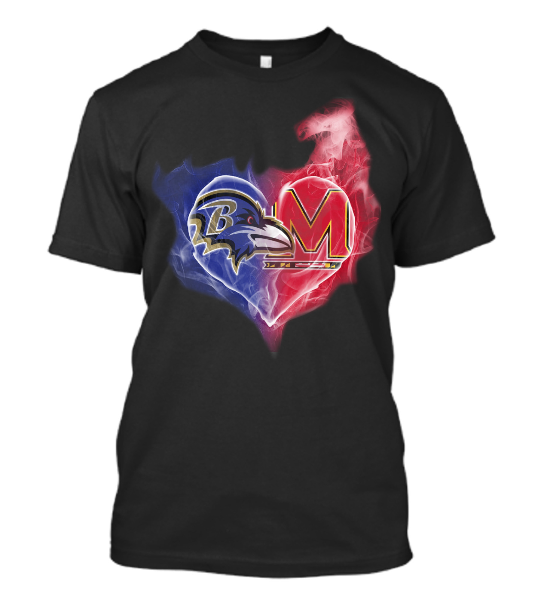 Ravens Maryland Terrapins Heart Logo Fusion T-Shirt