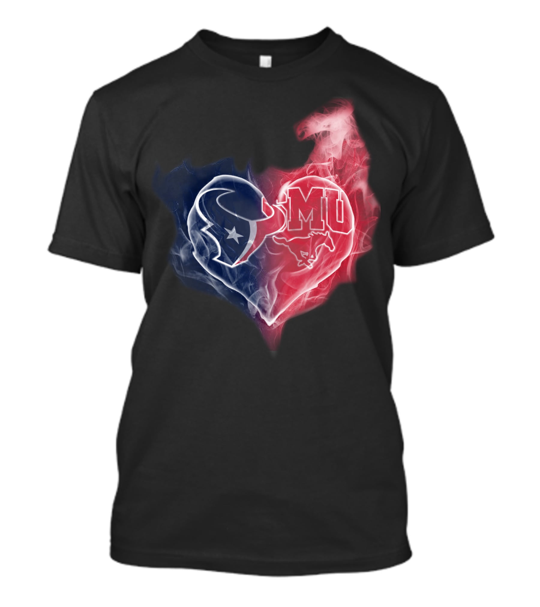 Texans SMU Mustangs Heart Logo Fusion T-Shirt