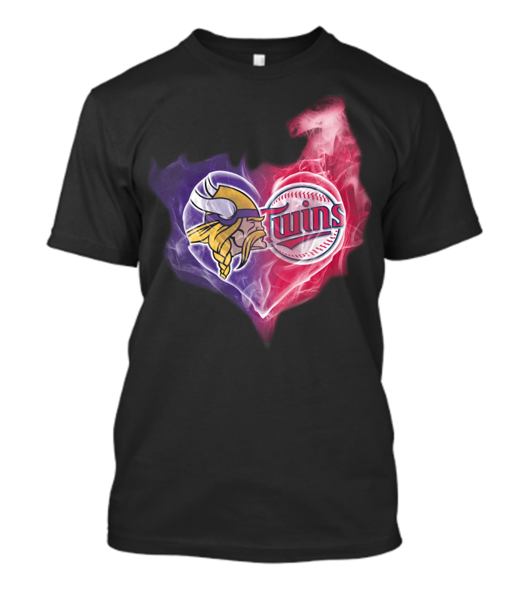 Vikings Minnesota Twins Heart Logo Smoke T-Shirt