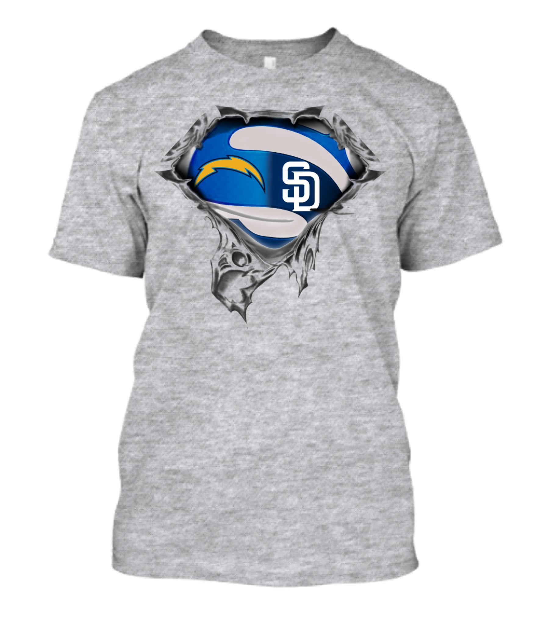 Chargers Padres Superhero Logo Fusion T-Shirt