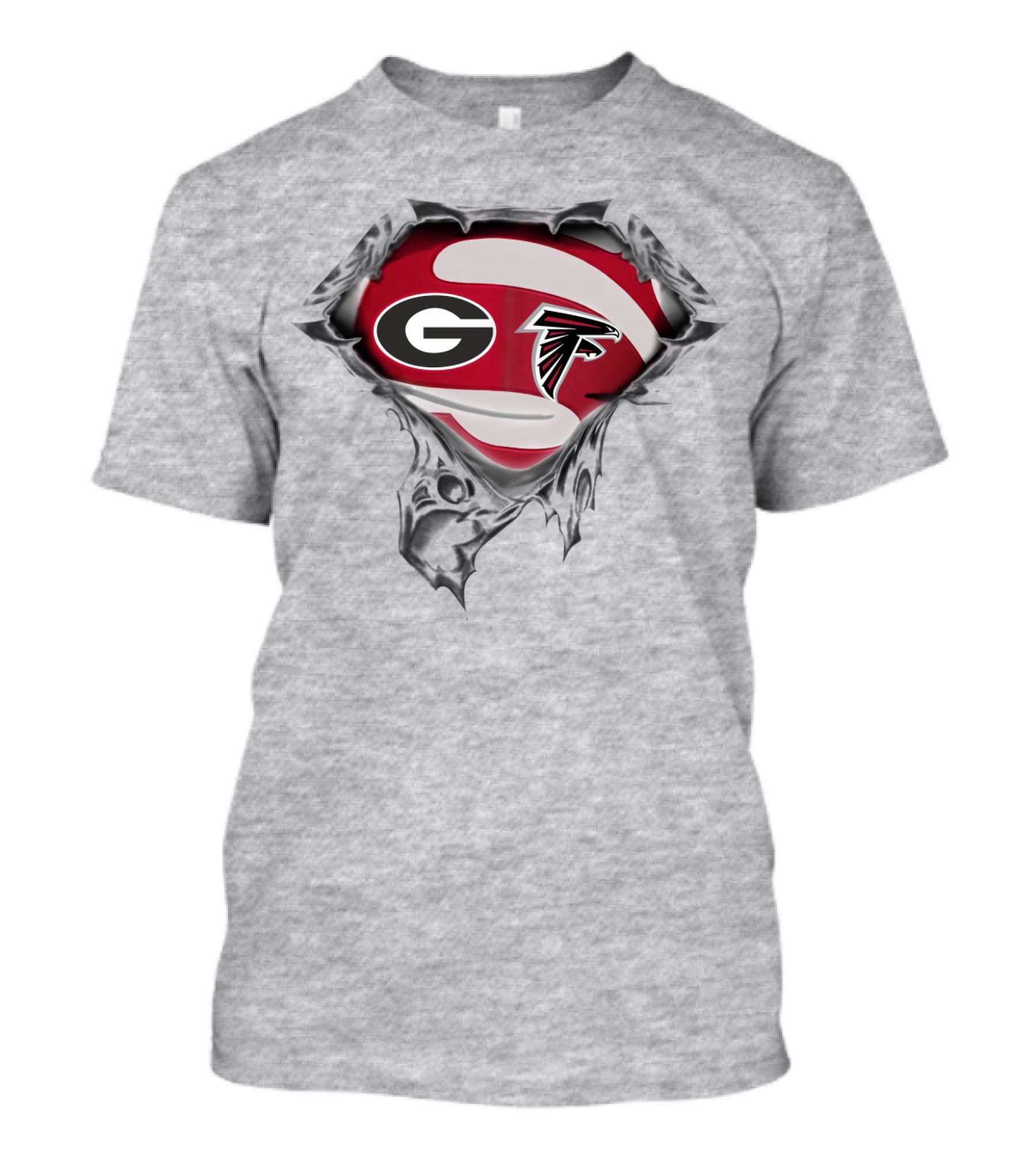 Georgia Bulldogs Atlanta Falcons Logo Mashup T-Shirt