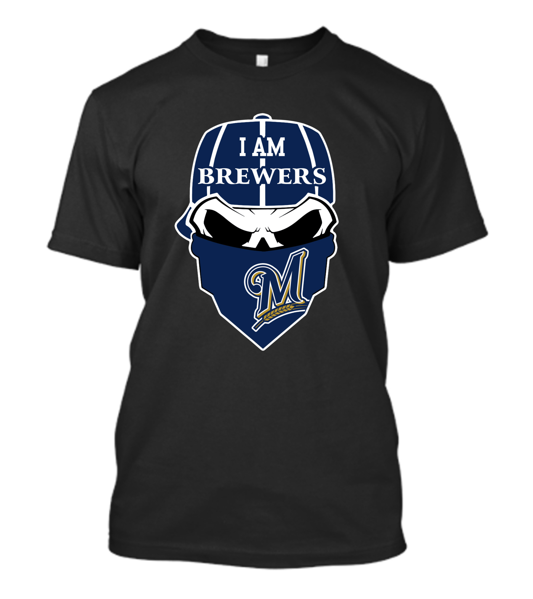 I Am Brewers Milwaukee Brewers Skull M T-Shirt