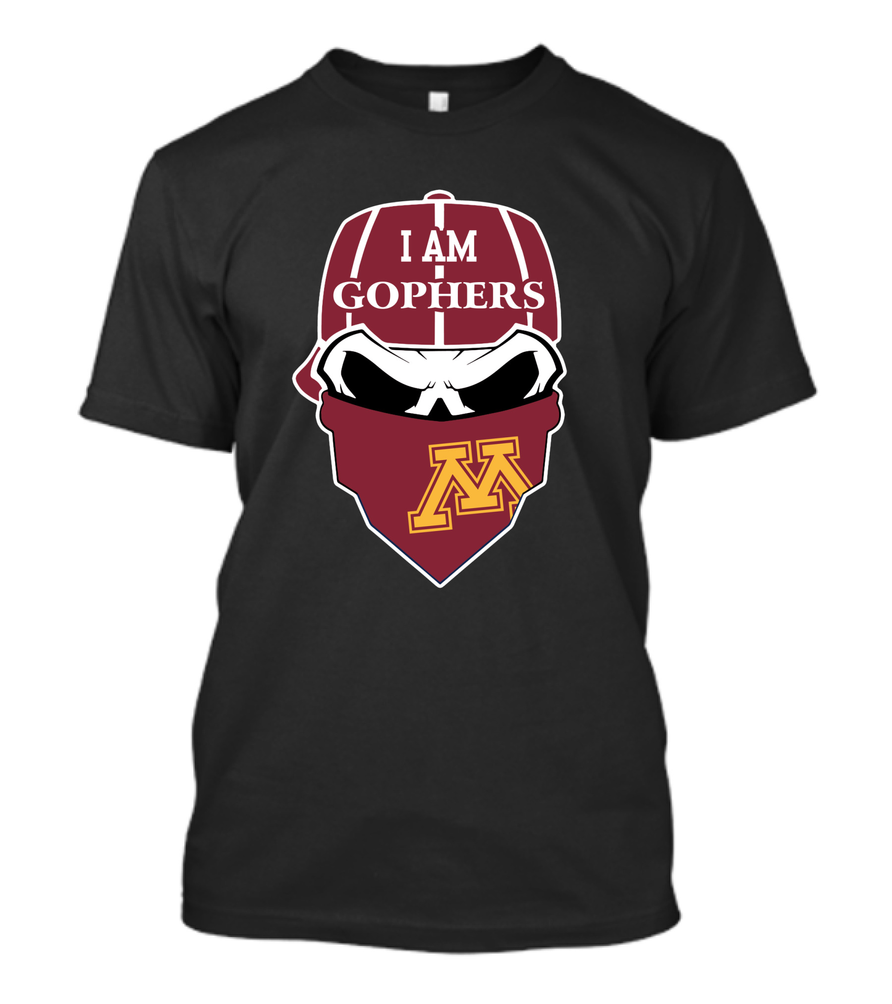 I Am Gophers Minnesota Golden Gophers Skull M T-Shirt