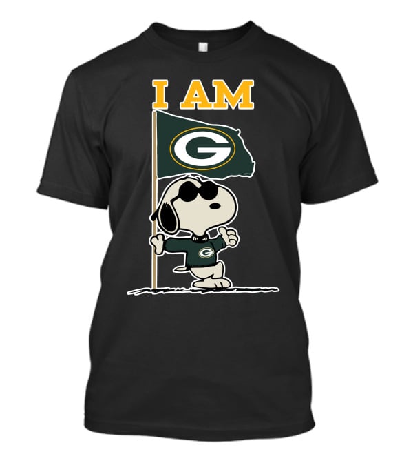 Snoopy Green Bay Packers Flag I Am T-Shirt