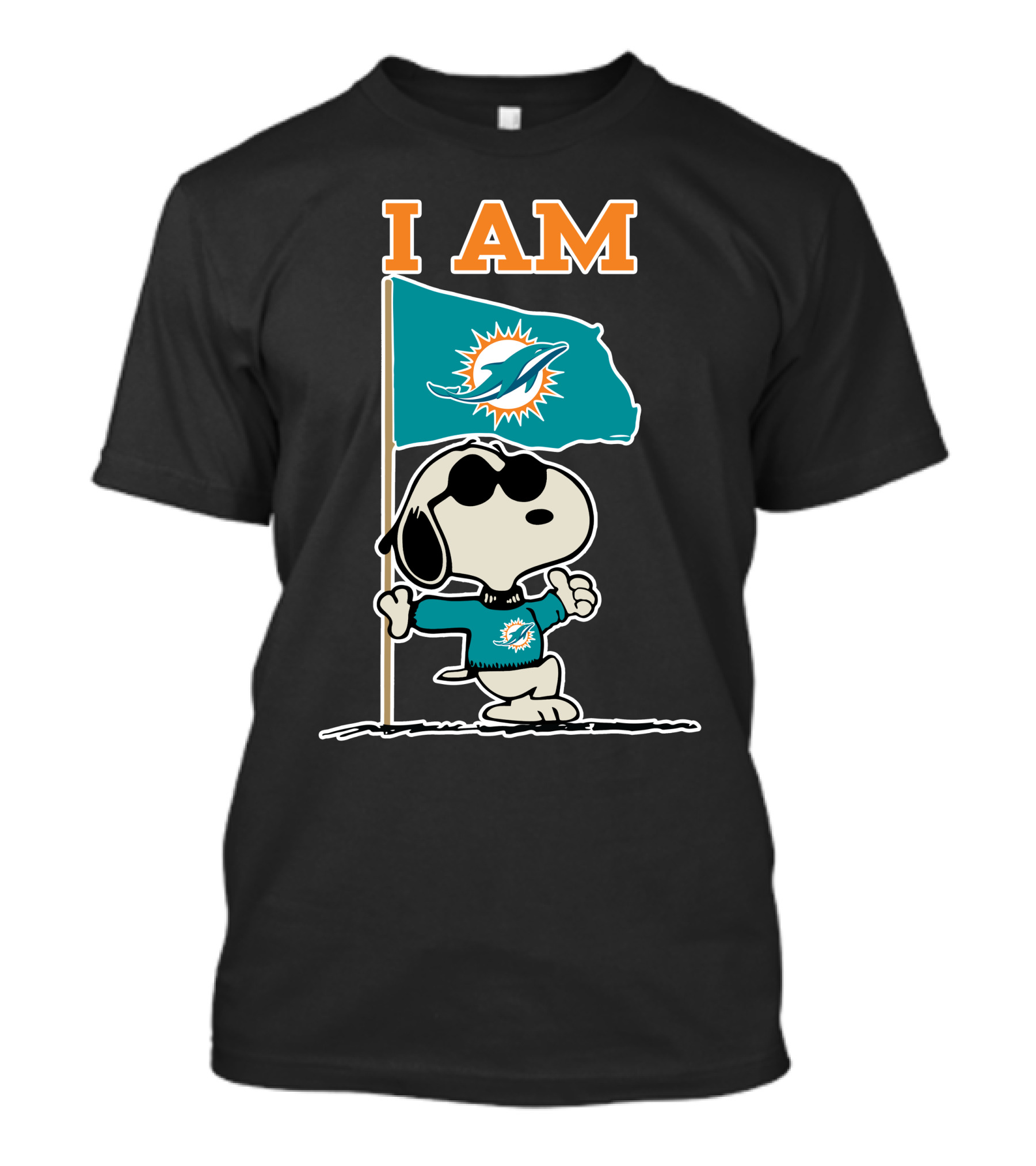 I Am Miami Dolphins Snoopy Flag T-Shirt