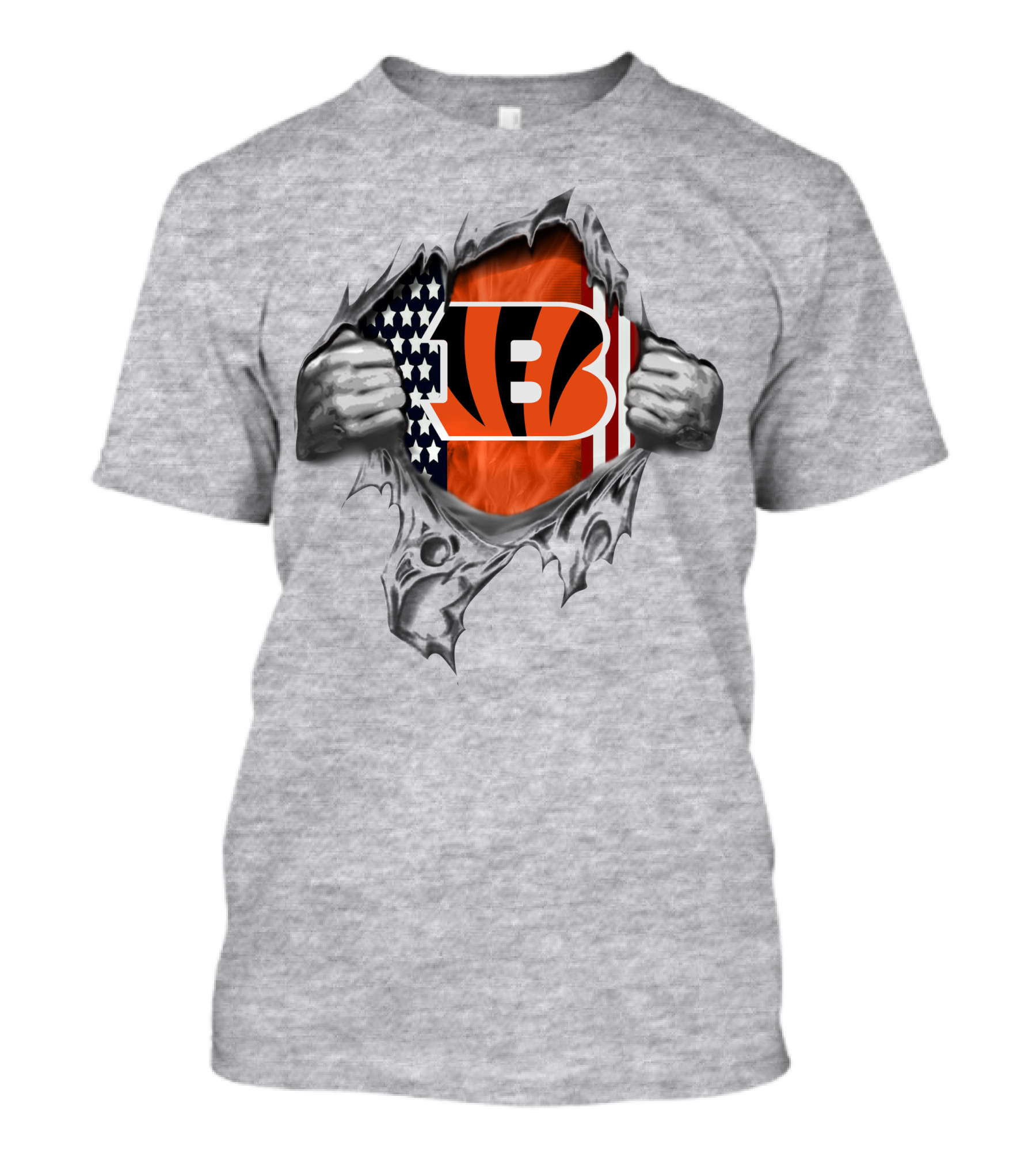 Cincinnati Bengals American Flag Ripped T-Shirt