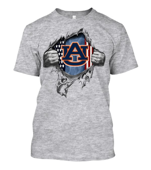 Auburn Tigers American Flag Tear T-Shirt