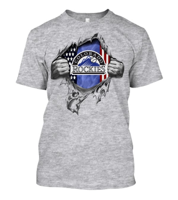 Colorado Rockies American Flag Baseball T-Shirt