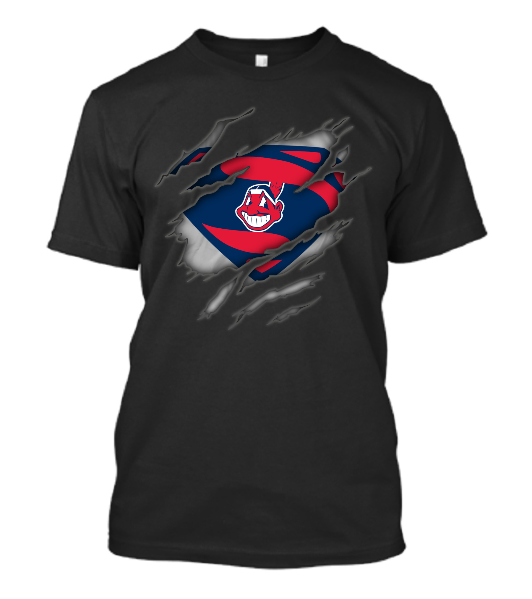 Cleveland Indians Chief Wahoo Superman Rip Style T-Shirt
