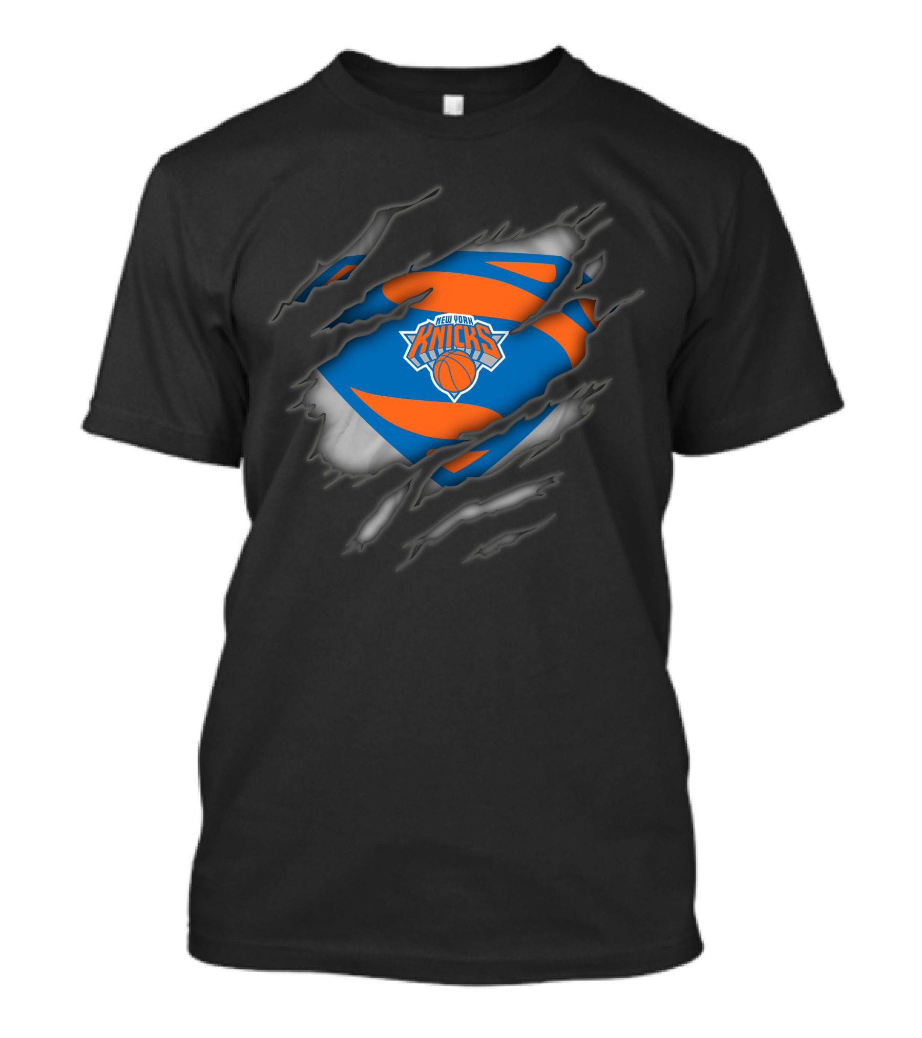 New York Knicks Basketball Superman Logo Reveal T-Shirt