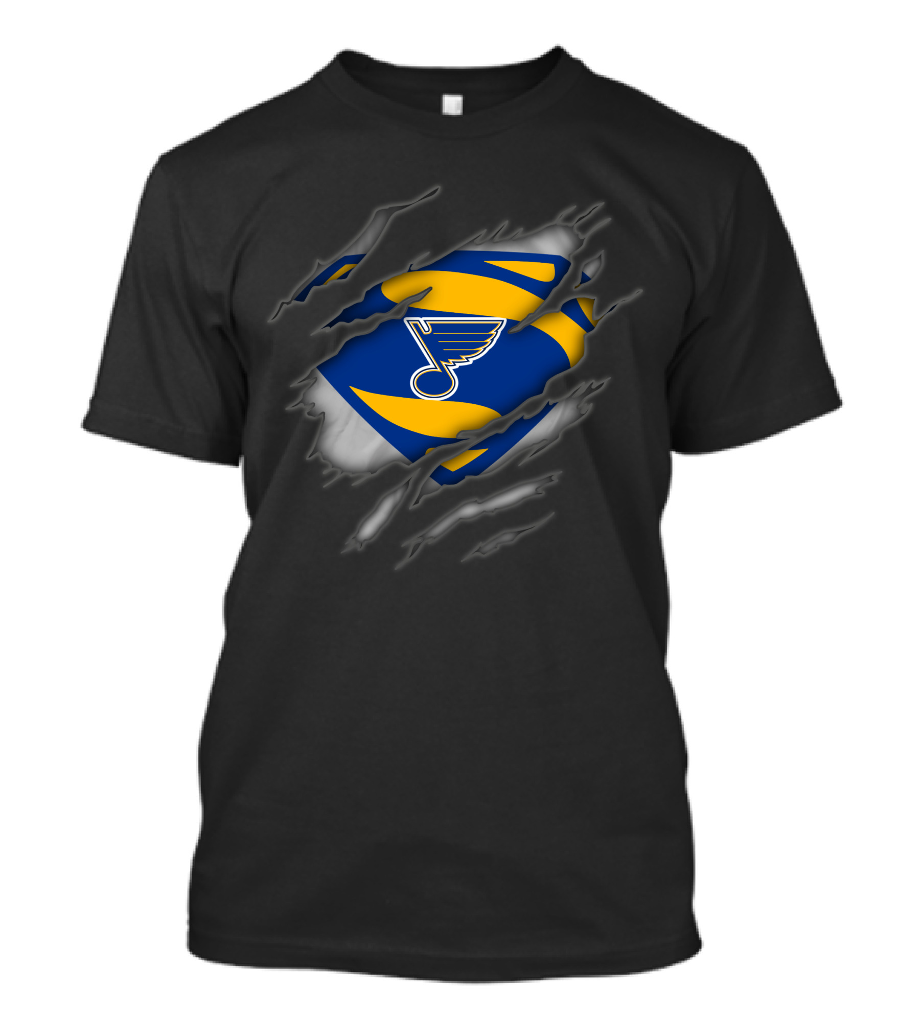 St Louis Blues Logo Tear Design Superhero Style T-Shirt