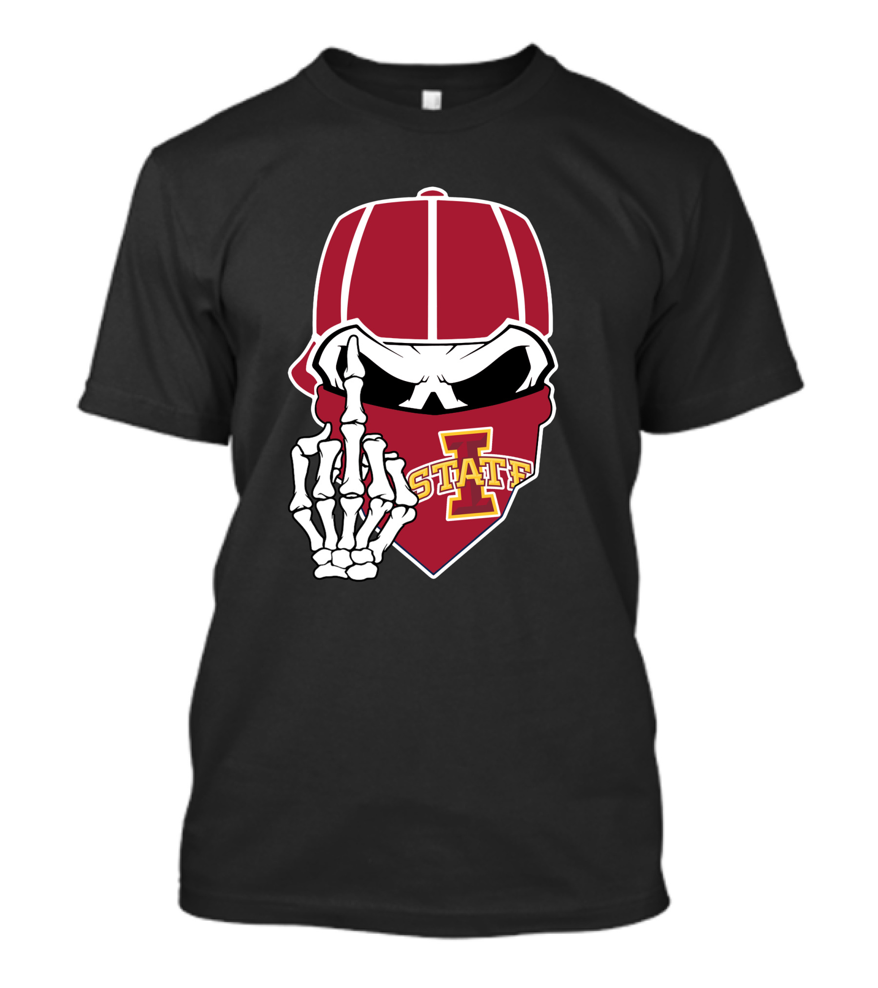 Iowa State Cyclones Skull Bandana Skeleton Hand Gesture T-Shirt