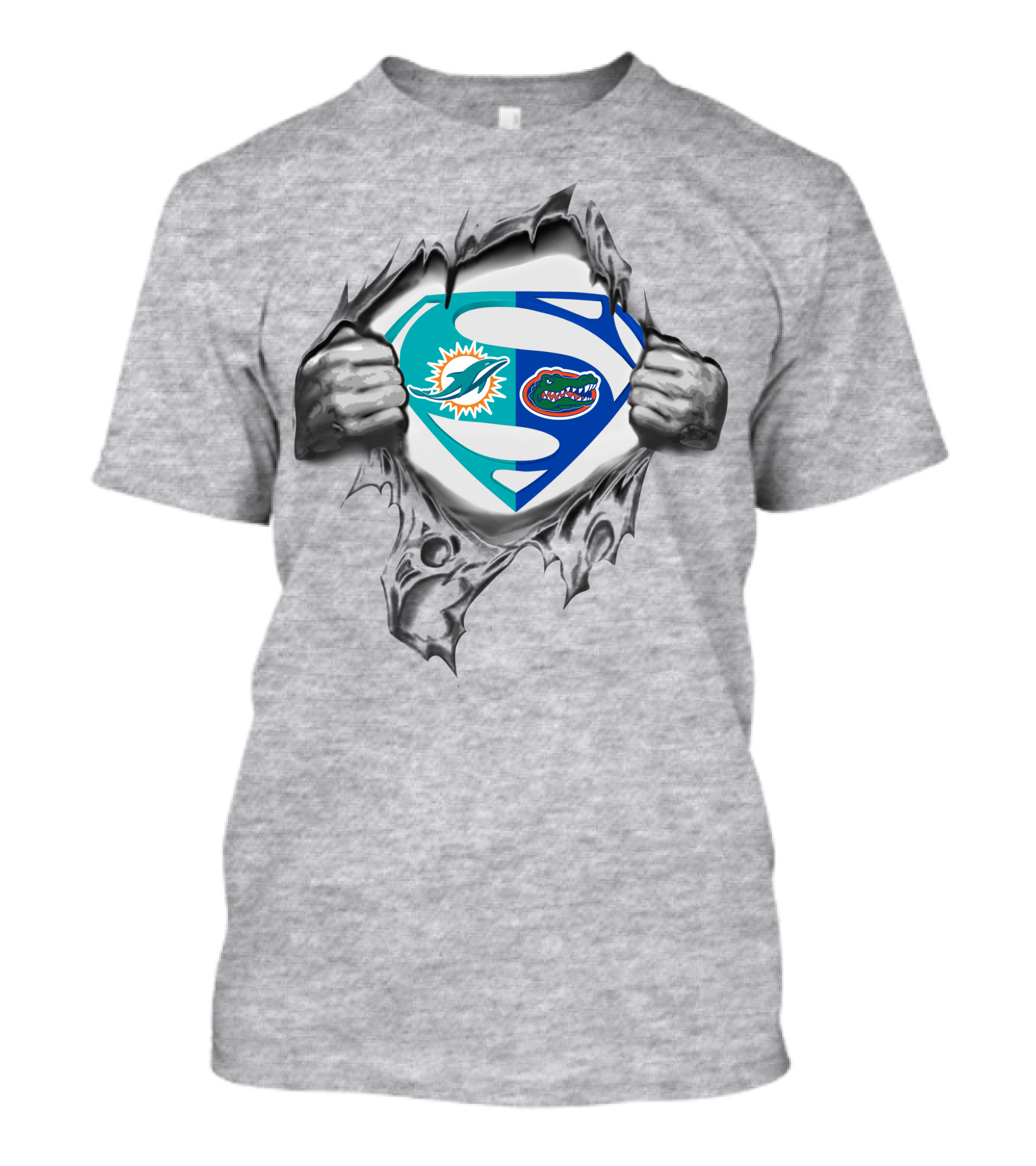 Miami Dolphins Florida Gators Superman Logo Fusion T-Shirt