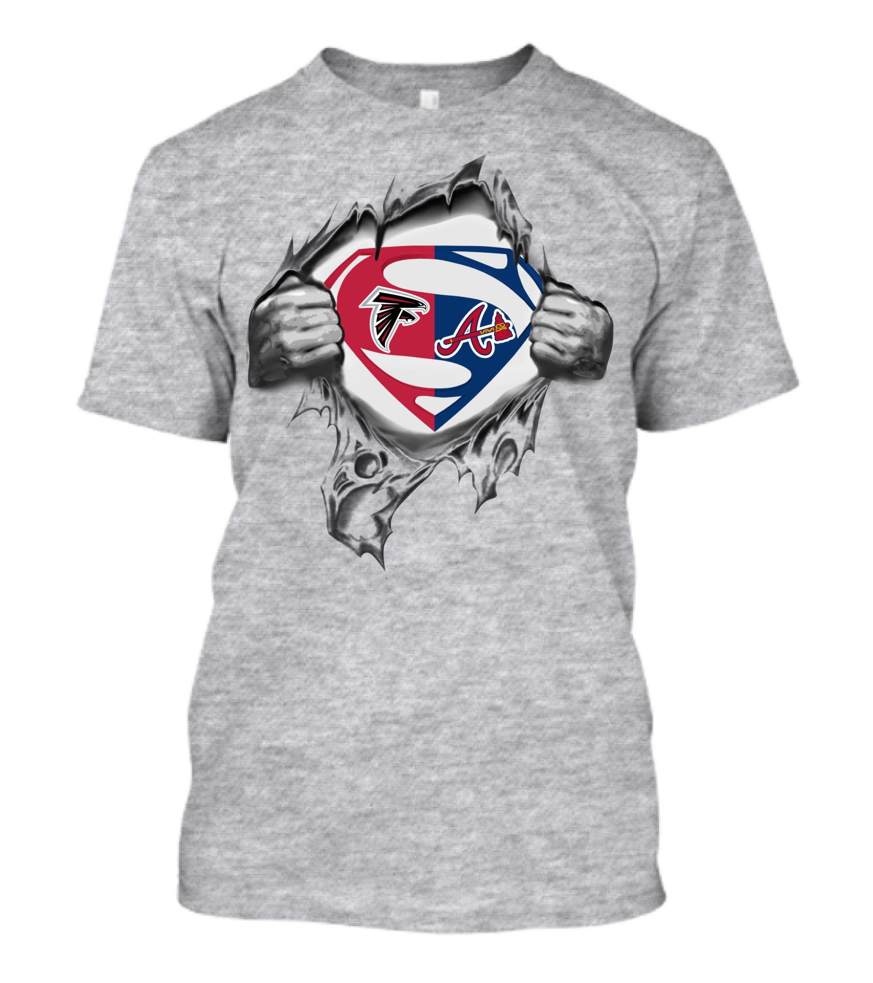 Atlanta Falcons Braves Superman Logo Fusion T-Shirt