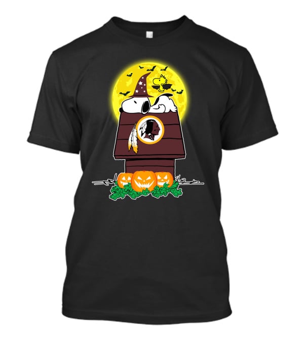 Snoopy Halloween Washington Redskins Doghouse Pumpkin Woodstocks Moon T-Shirt
