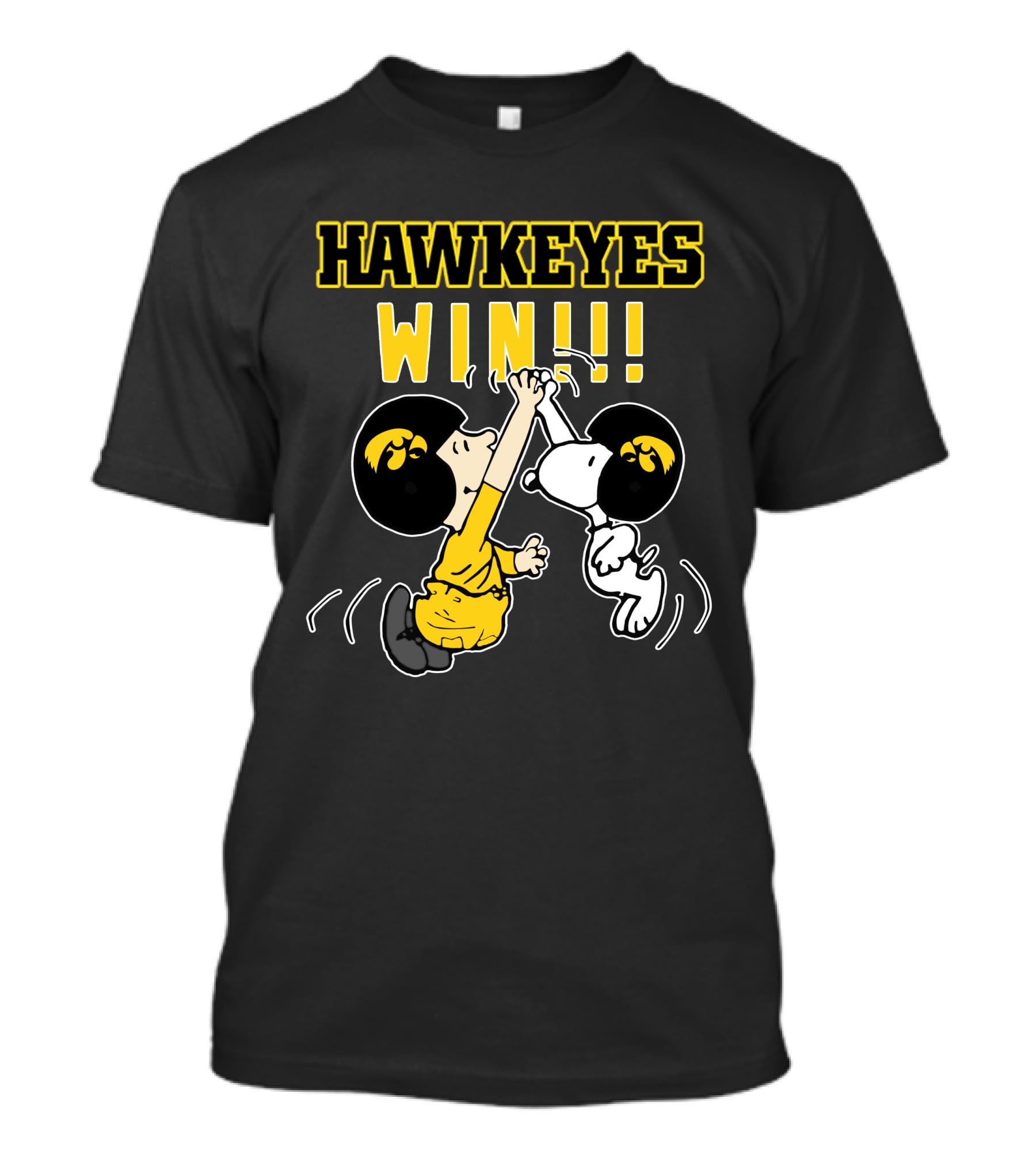 Hawkeyes Win High-Five Peanuts Characters With Iowa Helmets T-Shirt