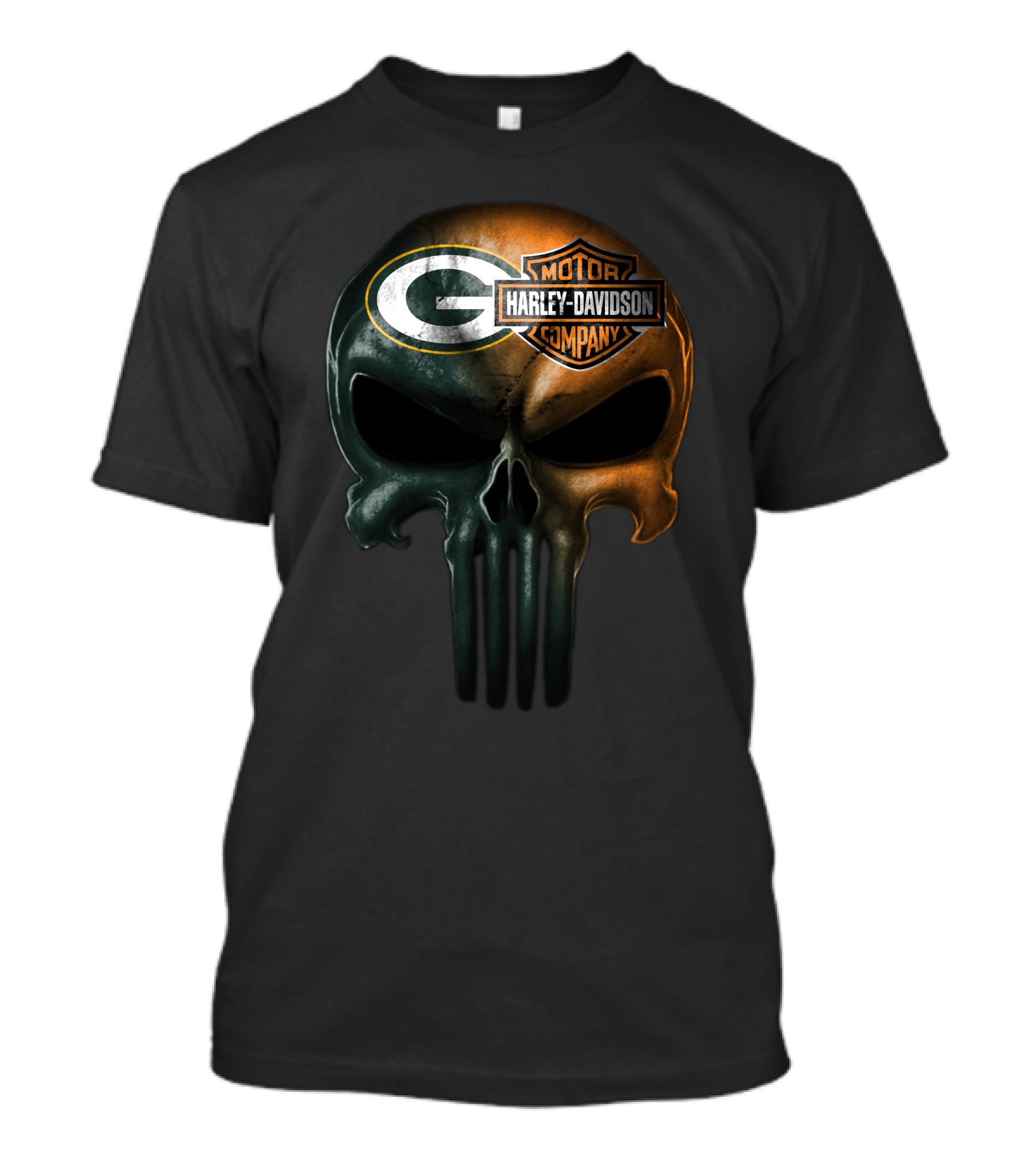 Green Bay Packers Harley Davidson Skull T-Shirt