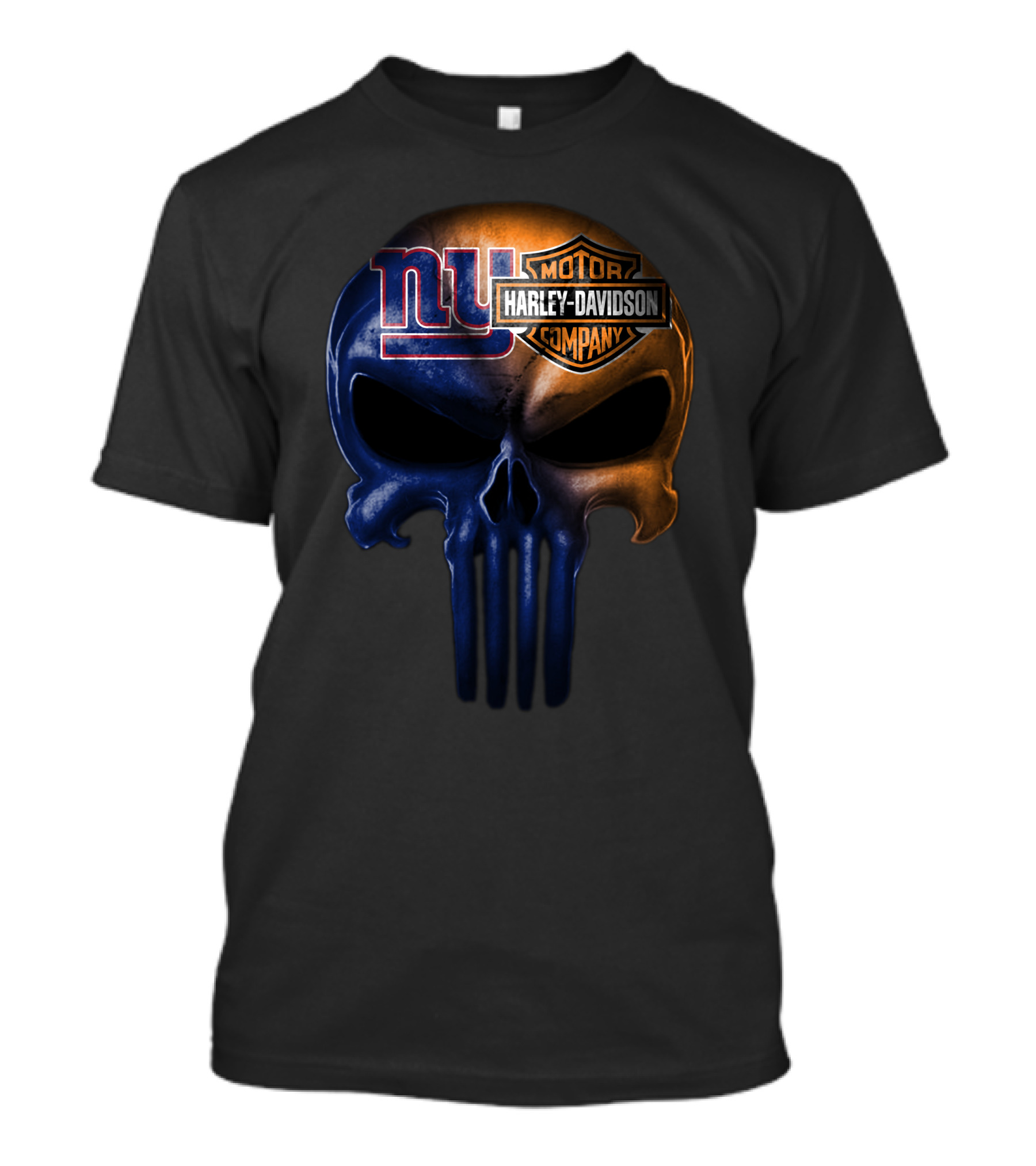 New York Giants Harley Davidson Skull Logo Combination T-Shirt
