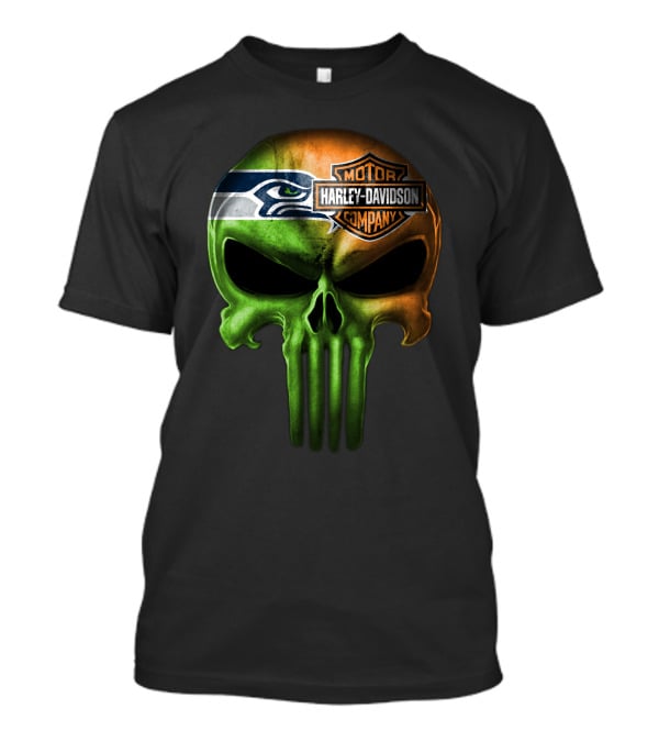 Seattle Seahawks Skull Harley Davidson T-Shirt