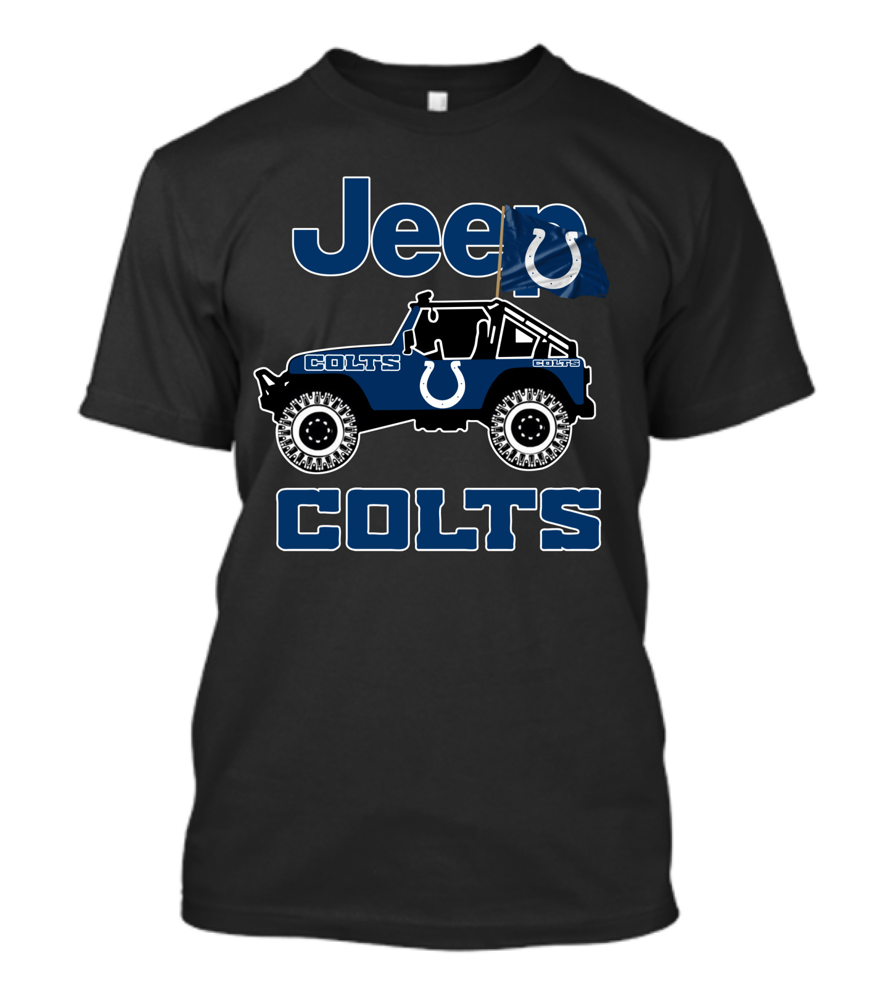 Jeep Indianapolis Colts Jeep Wrangler Logo Flag Colts Rugged Off-Road 4X4 T-Shirt