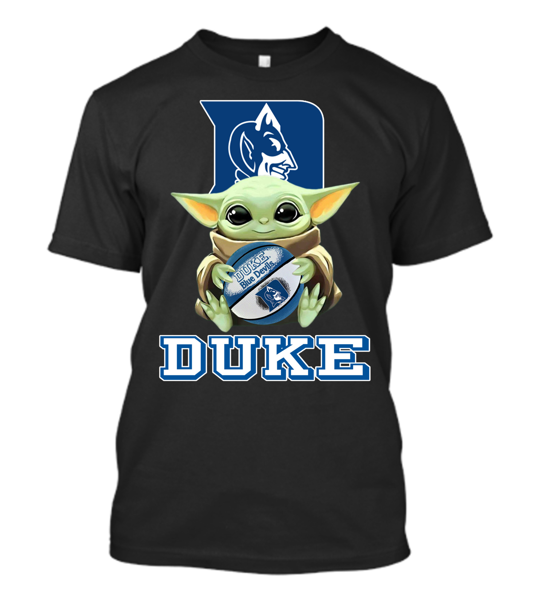 Duke Blue Devils Baby Yoda Holding Basketball T-Shirt