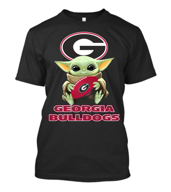 Georgia Bulldogs Baby Yoda Holding Football T-Shirt