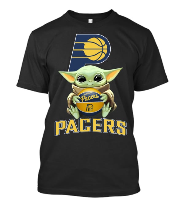 Indiana Pacers Logo With Baby Yoda Holding Basketball T-Shirt
