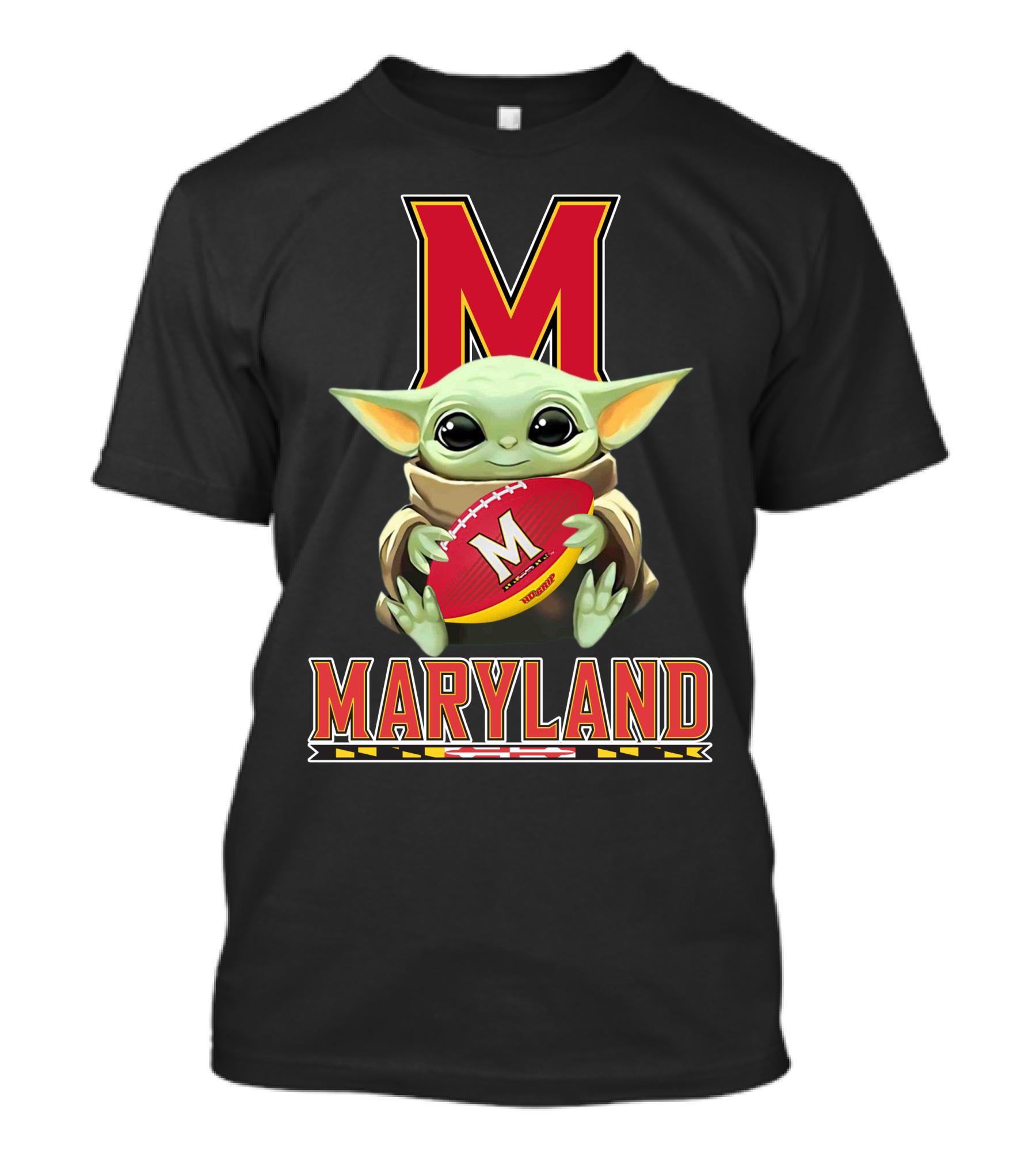 Maryland Terrapins Baby Yoda Football Fan T-Shirt